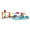 Hape Set de jucarie din lemn - port cu trenuri, vapoare si camioane