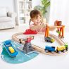 Hape Set de jucarie din lemn - port cu trenuri, vapoare si camioane