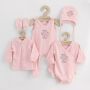 Set 5 piese, New Baby, Include Salopeta fara maneci, jacheta, body cu maneca lunga, caciulita, manusi, Marime 56, Din bumbac 100