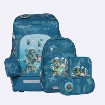 Beckmann Ghiozdan, rucsac ergonomic cu perna de aer, set Active Air FLX 6 piese, Jungle Game