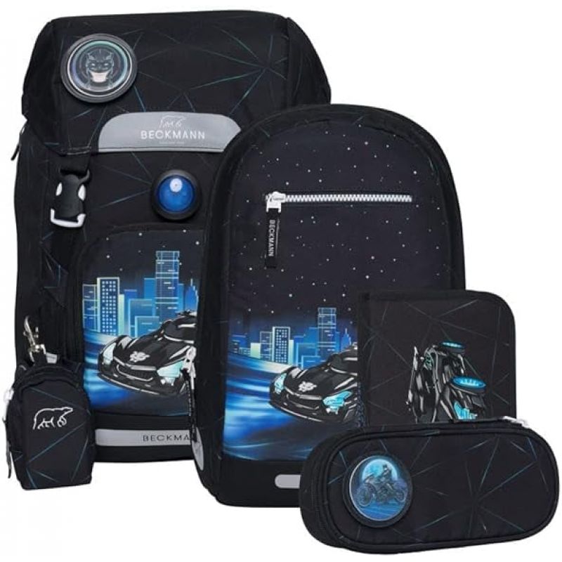 Beckmann Ghiozdan, rucsac ergonomic set clasic 7 piese, Night rider Beckmann Ghiozdan, rucsac ergonomic set clasic 7 piese, Night rider