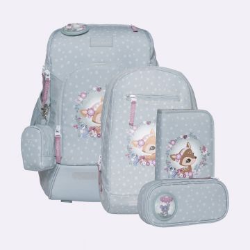 Beckmann Ghiozdan, rucsac ergonomic cu perna de aer, set Active Air FLX 6 piese, Forest Deer Dusty Mint