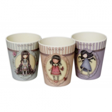 Santoro Gorjuss Set 3 pahare bambus Rosebud Time to fly Tiptoes