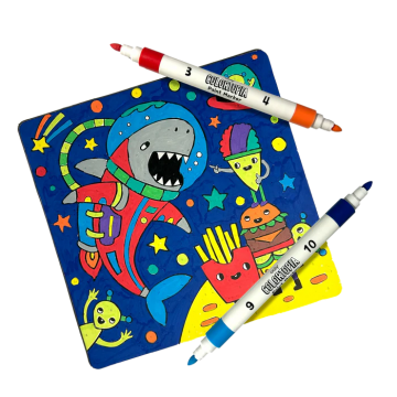 Ooly Set creativ de pictura pe numere cu markere - Aventuri Epice (Set de 6 culori duble)