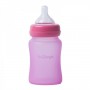BO Jungle Biberon termo din sticla acoperita de silicon cu indicator de temperatura Bo Jungle 150 ml roz