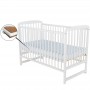 BabyNeeds Patut din lemn Ola 120x60 cm Alb + Saltea 10 cm