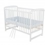 BabyNeeds Patut din lemn Ola 120x60 cm Alb + Saltea 10 cm