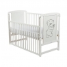 BabyNeeds Patut din lemn Timmi 120x60 cm cu laterala culisanta Alb + Saltea 10 cm