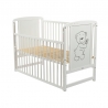 BabyNeeds Patut din lemn Timmi 120x60 cm cu laterala culisanta Alb + Saltea 10 cm