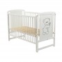 BabyNeeds Patut din lemn Timmi 120x60 cm cu laterala culisanta Alb + Saltea 10 cm
