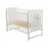 BabyNeeds Patut din lemn Timmi 120x60 cm cu laterala culisanta Alb + Saltea 10 cm
