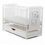 BabyNeeds Patut din lemn Timmi 120x60 cm cu sertar Alb + Saltea 10 cm