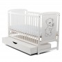 BabyNeeds Patut din lemn Timmi 120x60 cm cu sertar Alb + Saltea 10 cm