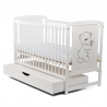 BabyNeeds Patut din lemn Timmi 120x60 cm cu sertar Alb + Saltea 10 cm