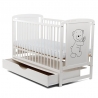 BabyNeeds Patut din lemn Timmi 120x60 cm cu sertar Alb + Saltea 10 cm