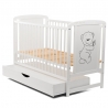 BabyNeeds Patut din lemn Timmi 120x60 cm cu sertar Alb + Saltea 10 cm
