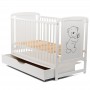 BabyNeeds Patut din lemn Timmi 120x60 cm cu sertar Alb + Saltea 10 cm