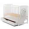 BabyNeeds Patut din lemn Timmi 120x60 cm cu sertar Alb + Saltea 10 cm