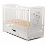 BabyNeeds Patut din lemn Timmi 120x60 cm cu sertar Alb + Saltea 10 cm