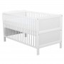 BabyNeeds - Patut din lemn Nadia 140x70 cm, transformabil, Alb+ Saltea 12 cm