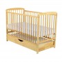 BabyNeeds Patut din lemn Ola 120x60 cm cu sertar Natur + Saltea 10 cm