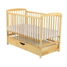 BabyNeeds Patut din lemn Ola 120x60 cm cu sertar Natur + Saltea 10 cm
