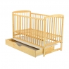 BabyNeeds Patut din lemn Ola 120x60 cm cu sertar Natur + Saltea 10 cm