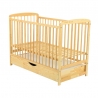 BabyNeeds Patut din lemn Ola 120x60 cm cu sertar Natur + Saltea 10 cm