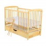 BabyNeeds Patut din lemn Ola 120x60 cm cu sertar Natur + Saltea 10 cm