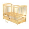 BabyNeeds Patut din lemn Ola 120x60 cm cu sertar Natur + Saltea 10 cm