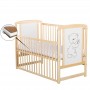 BabyNeeds Patut din lemn Timmi 120x60 cm cu laterala culisanta Natur + Saltea 10 cm