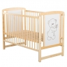 BabyNeeds Patut din lemn Timmi 120x60 cm cu laterala culisanta Natur + Saltea 10 cm