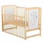 BabyNeeds Patut din lemn Timmi 120x60 cm cu laterala culisanta Natur + Saltea 10 cm