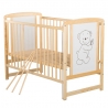 BabyNeeds Patut din lemn Timmi 120x60 cm cu laterala culisanta Natur + Saltea 10 cm
