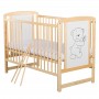 BabyNeeds Patut din lemn Timmi 120x60 cm cu laterala culisanta Natur + Saltea 10 cm