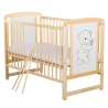 BabyNeeds Patut din lemn Timmi 120x60 cm cu laterala culisanta Natur + Saltea 10 cm