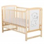 BabyNeeds Patut din lemn Timmi 120x60 cm cu laterala culisanta Natur + Saltea 10 cm