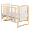 BabyNeeds Patut din lemn Timmi 120x60 cm cu laterala culisanta Natur + Saltea 10 cm