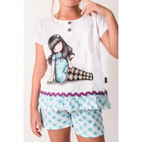 Pijama copii cu tricou Gorjuss Sitting Pretty, scurte