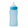 BO Jungle Biberon termo din sticla acoperita de silicon cu indicator de temperatura Bo Jungle 300 ml albastru