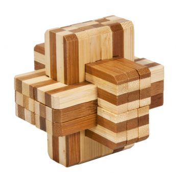 Fridolin Joc logic IQ din lemn bambus Block cross