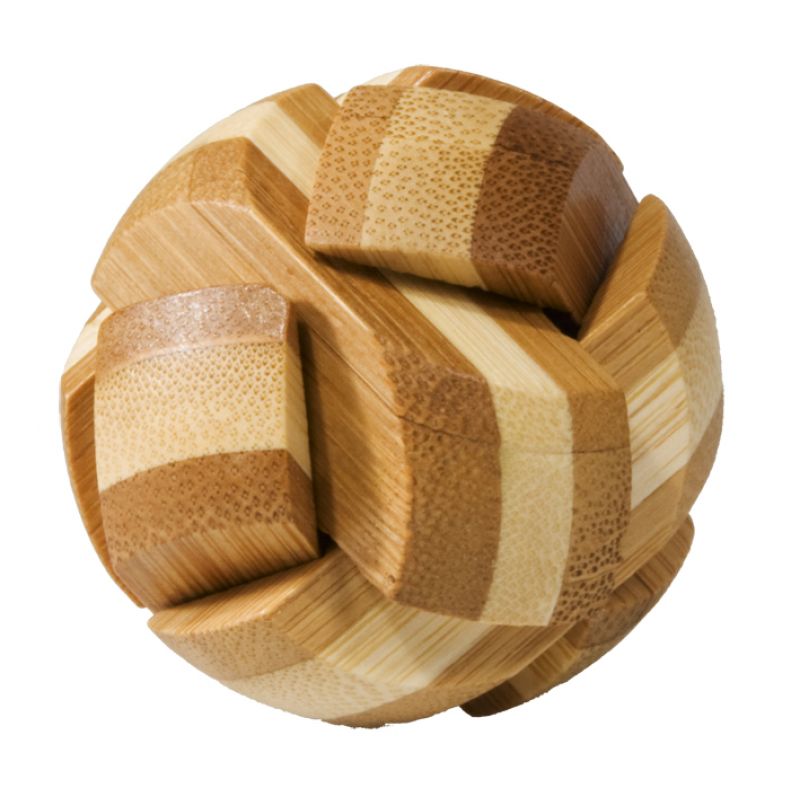 Fridolin Joc logic IQ din lemn bambus Ball, cutie metal