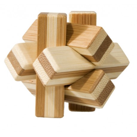 Fridolin Joc logic IQ din lemn bambus Knot, cutie metal