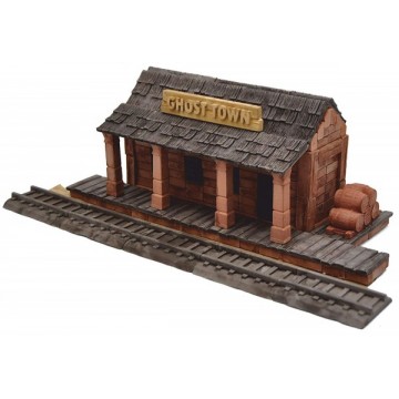 Wise Elk Kit constructie caramizi Statie tren din Orasul Fantomelor 320 piese reutilizabile