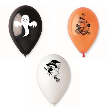 Baloane latex 10"/26cm inscriptionate pentru Halloween