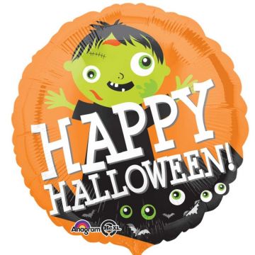Balon folie inscriptionat Happy Halloween Zombie 45 cm
