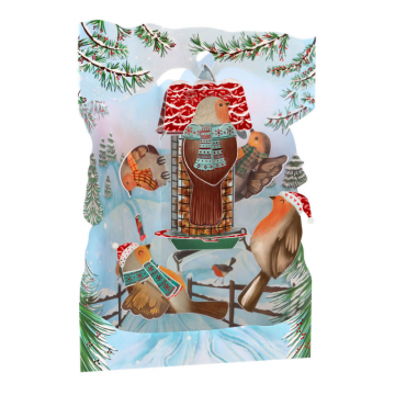 Felicitare 3D Swing Cards de iarna - Vrabiile Craciunului