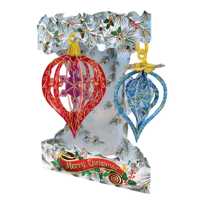 Felicitare 3D Swing Card de iarna Globuri de Craciun Felicitare 3D Swing Card de iarna Globuri de Craciun