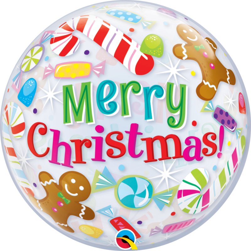 Balon bubble 22"/56 cm, merry christmas, qualatex 43434 Balon bubble 22"/56 cm, merry christmas, qualatex 43434
