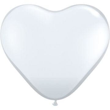 Baloane latex jumbo inima 3' diamond clear, Qualatex 44522, set 2 buc